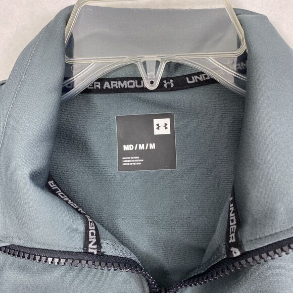 Under Armour Jacket Mens Medium Gray Full Zip Lightweight Knit Pockets - Picture 5 of 12